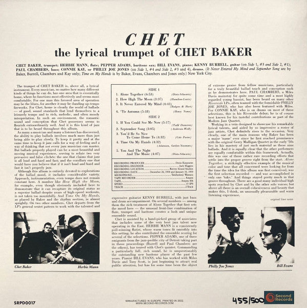 CHET BAKER - CHET LP LIMITED EDITION VINILO