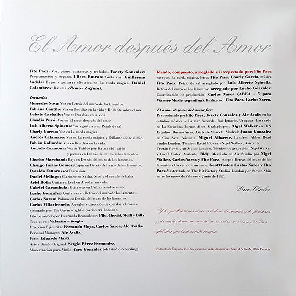 FITO PAEZ - EL AMOR DESPUES DEL AMOR 2LPs