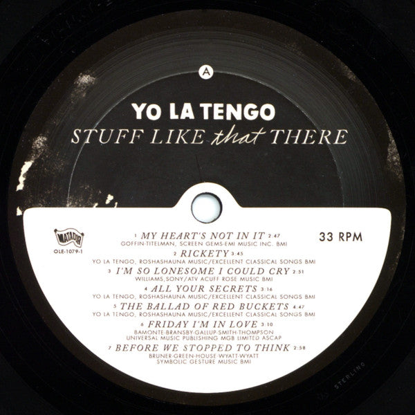 YO LA TENGO - STUFF LIKE THAT THERE LP VINILO