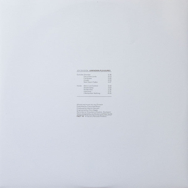 JOY DIVISION - UNKNOWN PLEASURES LP VINILO