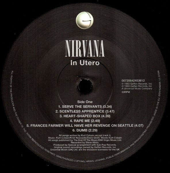 NIRVANA - IN UTERO LP VINILO