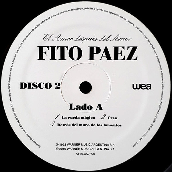 FITO PAEZ - EL AMOR DESPUES DEL AMOR 2LPs