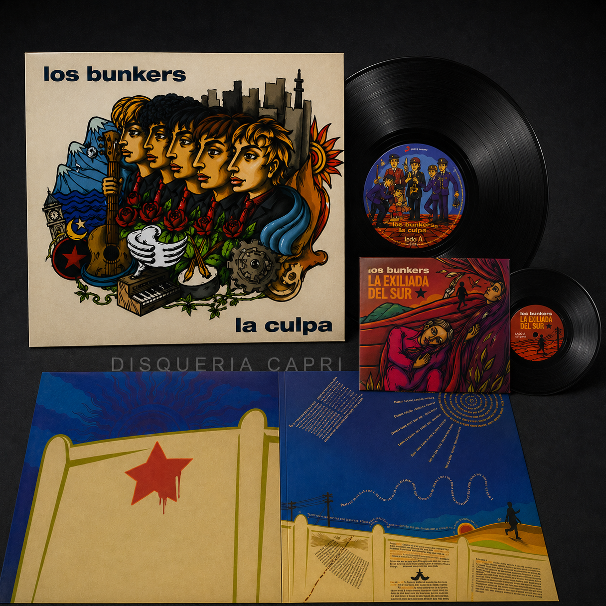 LOS BUNKERS - LA CULPA + LA EXILIADA DEL SUR 7" VINILO EDICION LIMITADA