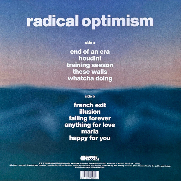 DUA LIPA - RADICAL OPTIMISM LIMITED EDITION Curaçao Blue LP