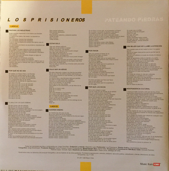 LOS PRISIONEROS - PATEANDO PIEDRAS LP VINILO