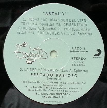 PESCADO RABIOSO - ARTAUD LP VINILO