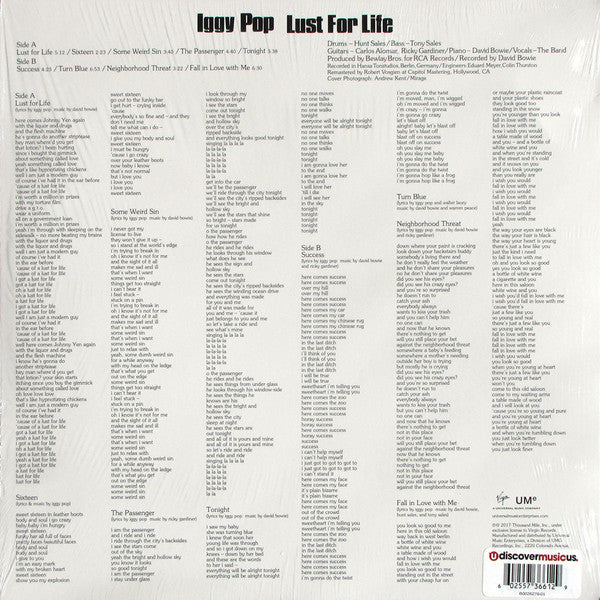 IGGY POP - LUST FOR LIFE LP VINILO