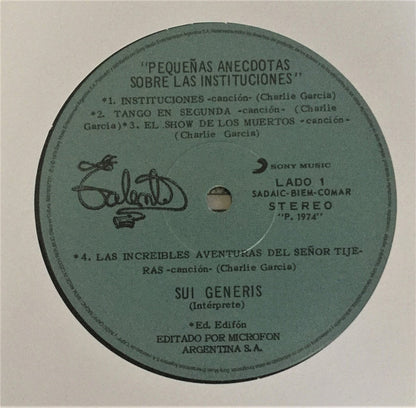 PEQUEÑAS ANECDOTAS SOBRE LAS INSTUCIONES - SUI GENERIS