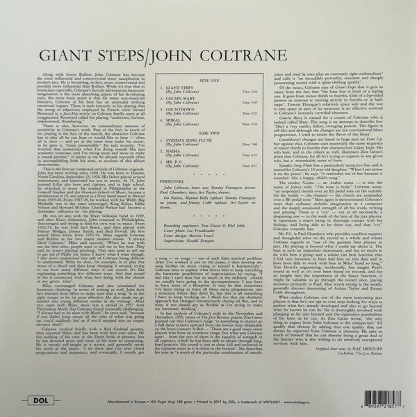 JOHN COLTRANE - GIANT STEPS LP VINILO