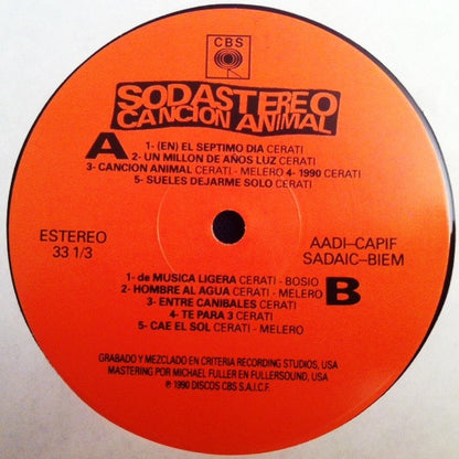 SODA STEREO - CANCION ANIMAL LP VINILO