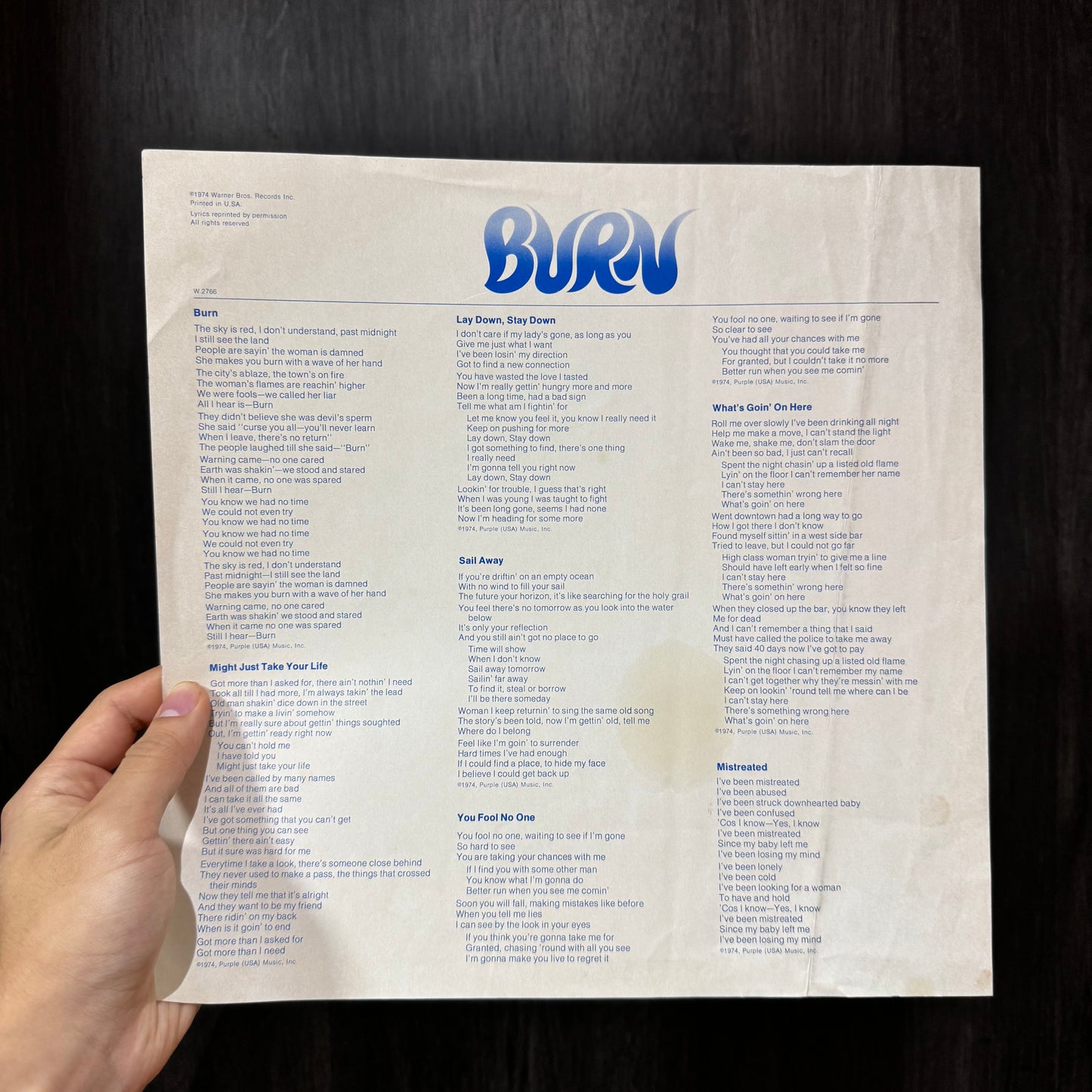DEEP PURPLE - BURN LP VINILO DE EPOCA