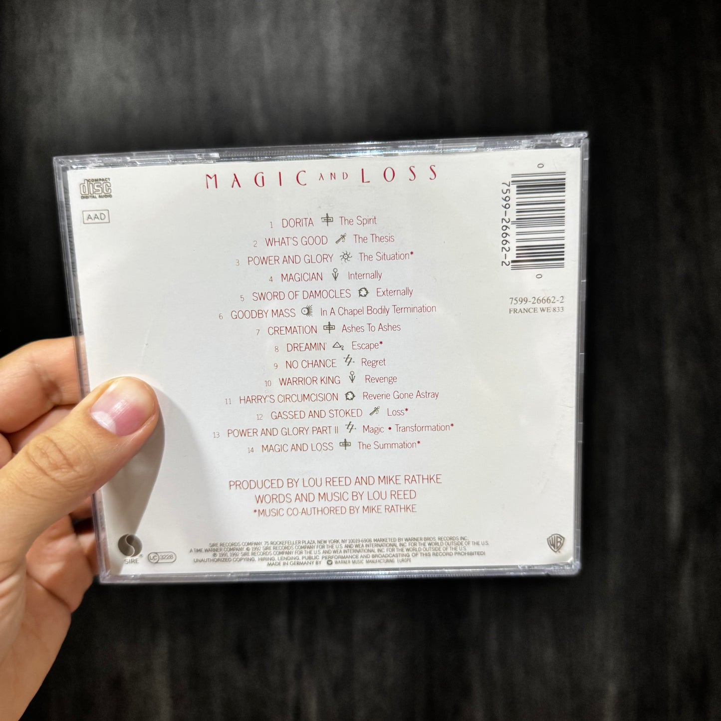 LOU REED - MAGIC AND LOSS CD USADO