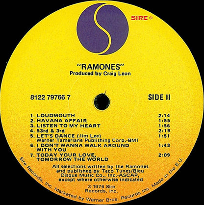 RAMONES - RAMONES LP CUT FROM THE ORIGINAL ANALOG MASTER