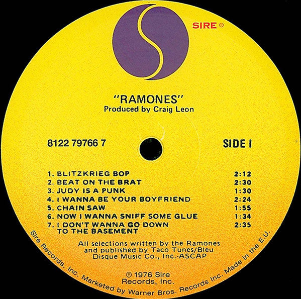 RAMONES - RAMONES LP CUT FROM THE ORIGINAL ANALOG MASTER